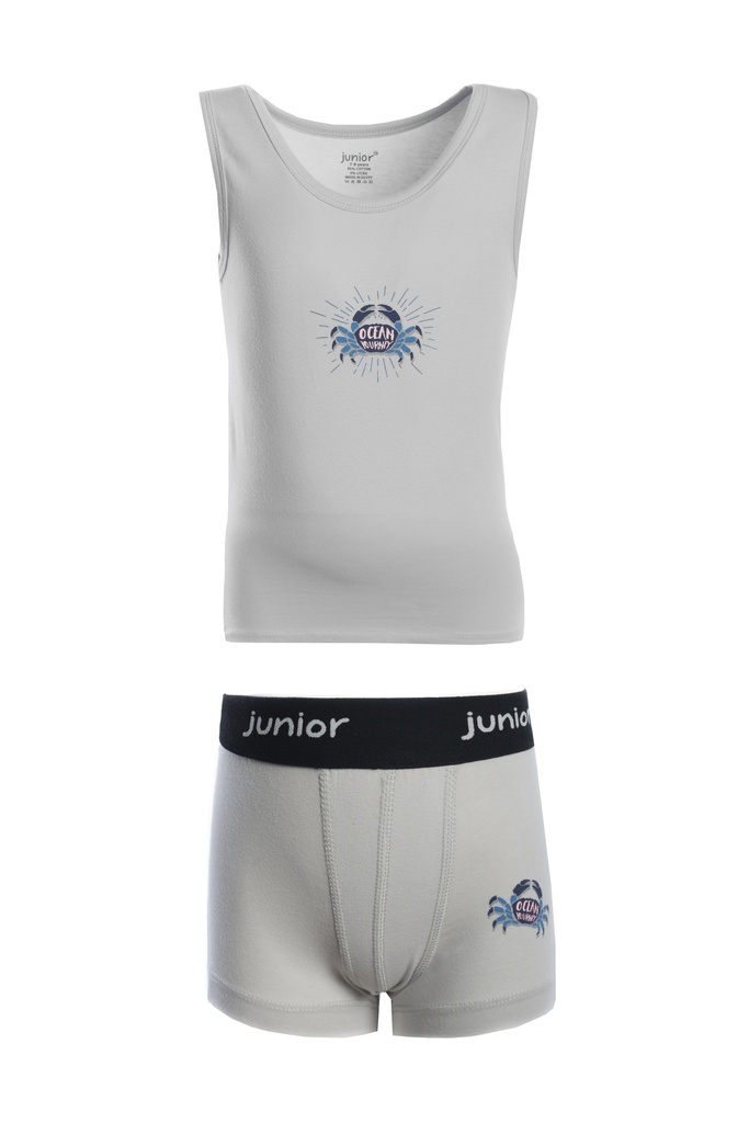 Boys'set "Sleeveless flannel with Boxer"
Silver