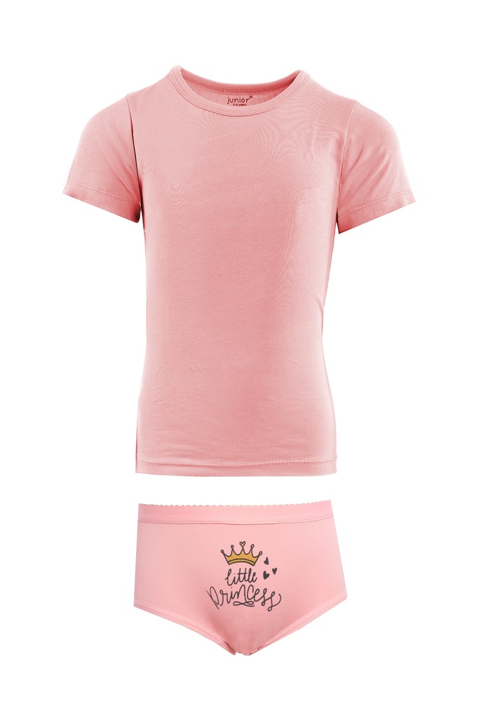 Set of "Short sleeve flannel
+printed panty " rose