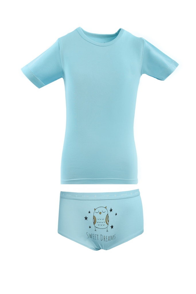 Set of "Short sleeve flannel
+printed panty " terquas