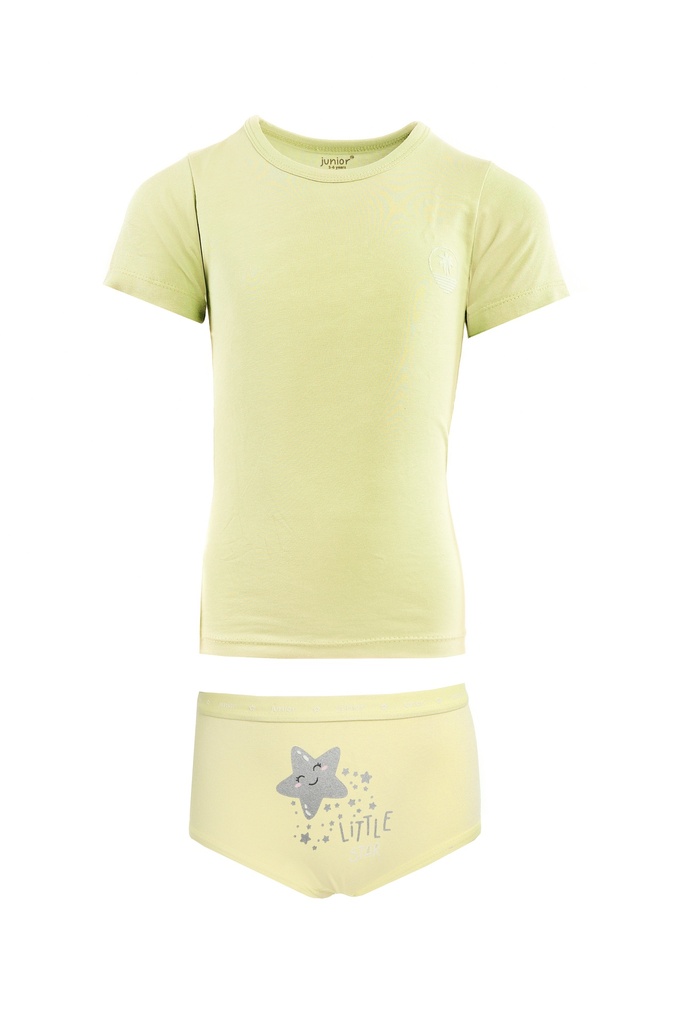 Set of "Short sleeve flannel
+printed panty " yellow