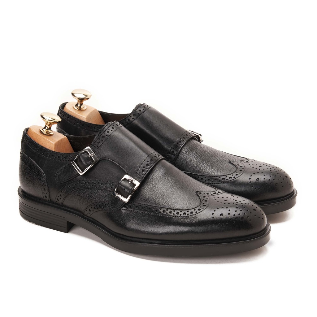 Double Monk Brogue Black With Grain