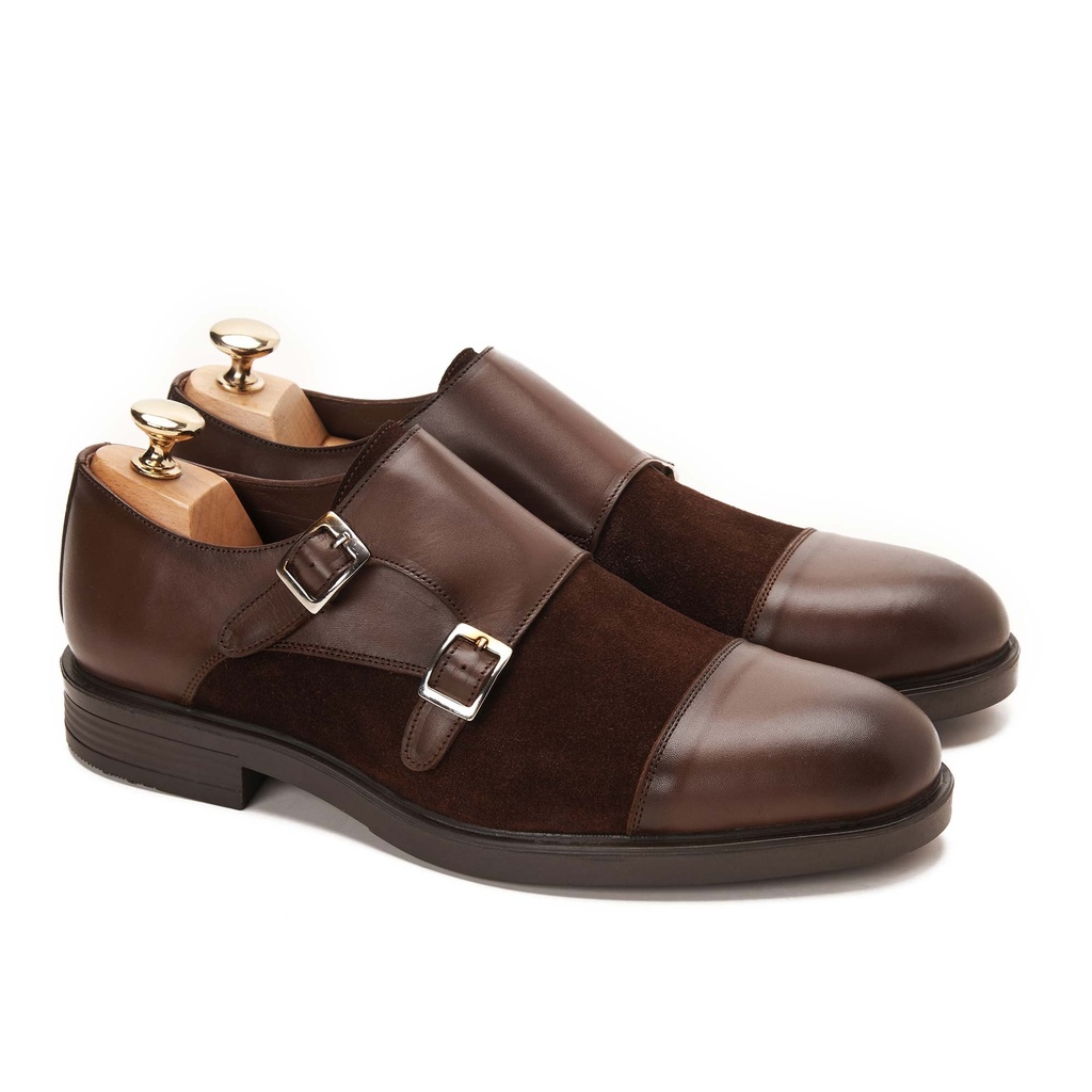 Double Monk Cap Genuine Brown With Suede