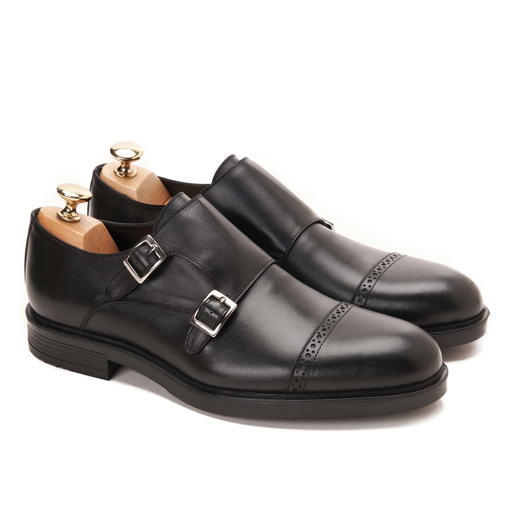 Double Monk Semi Brogue Black