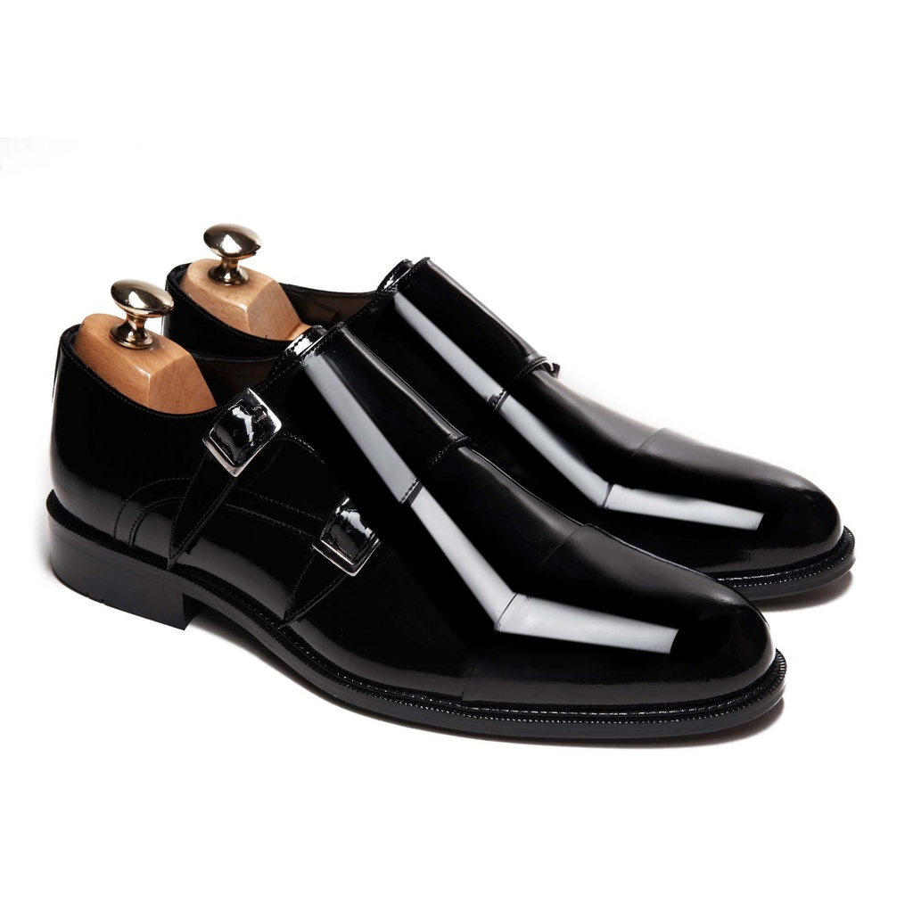 Double Monk Strap Glossy Black