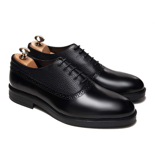 Oxford Plain Cordovan Black With Lama