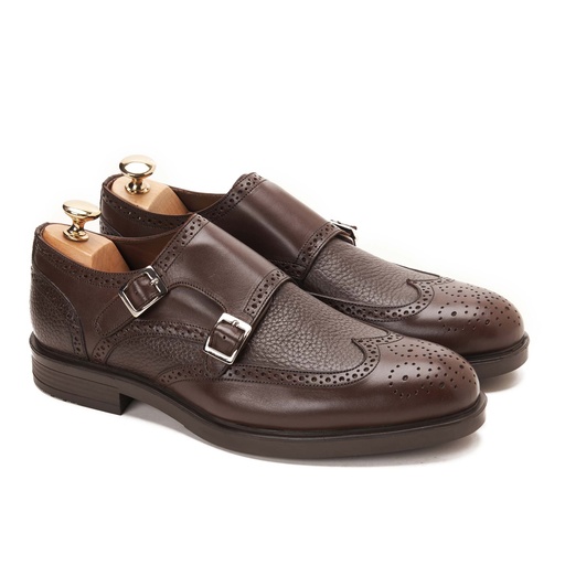 [DMBR18-162-Brown] Double Monk Brogue Brown With Lama
