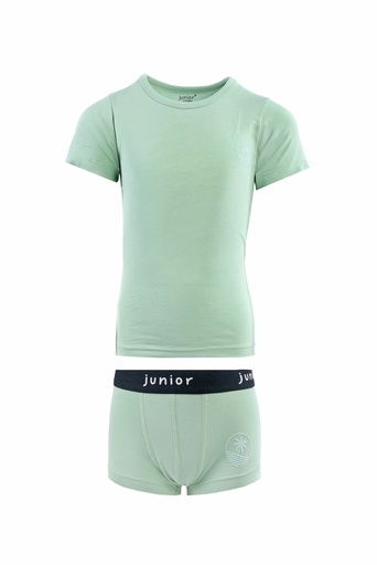 [2718-24] Boys'set "Short sleeve flannel with Boxer" Olive