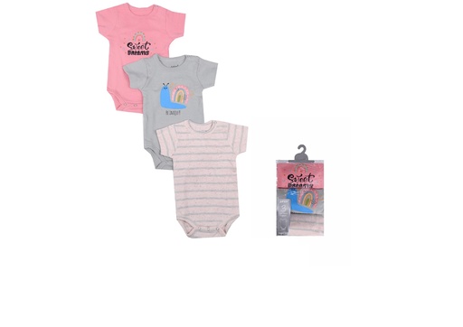 [5213-24] Bodysuit P/3  Short Sleeve sweet dreams