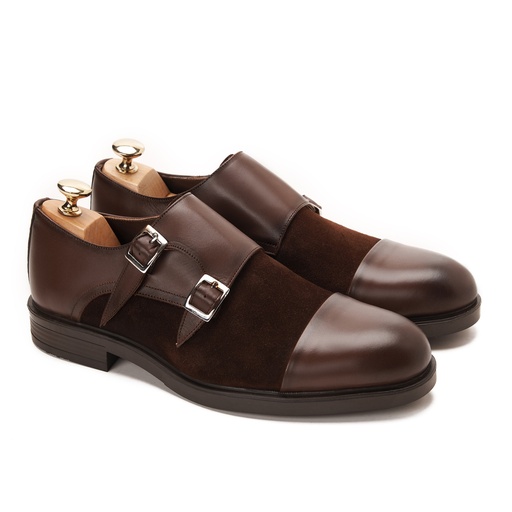 [DMG1-132-Genuine Brown] Double monk strap Genuine Brown with suede