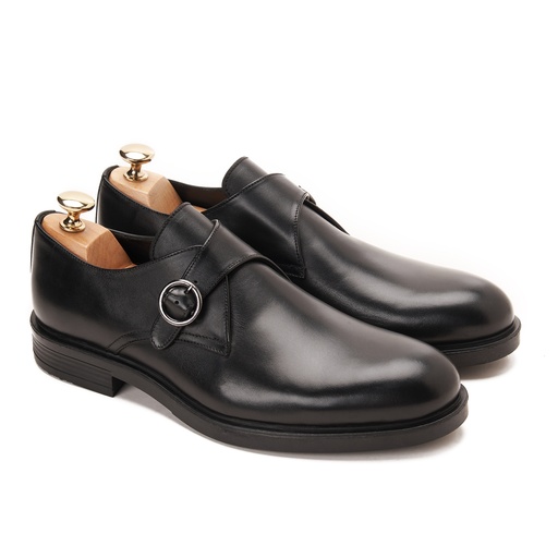 [SMP19-12-Black] Monk strap Plain Toe Black