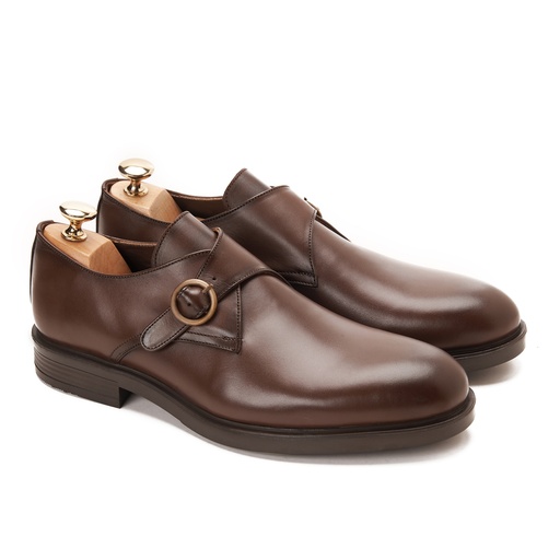 [SMP19-12-Genuine Brown] Monk strap Plain Toe Genuine Brown