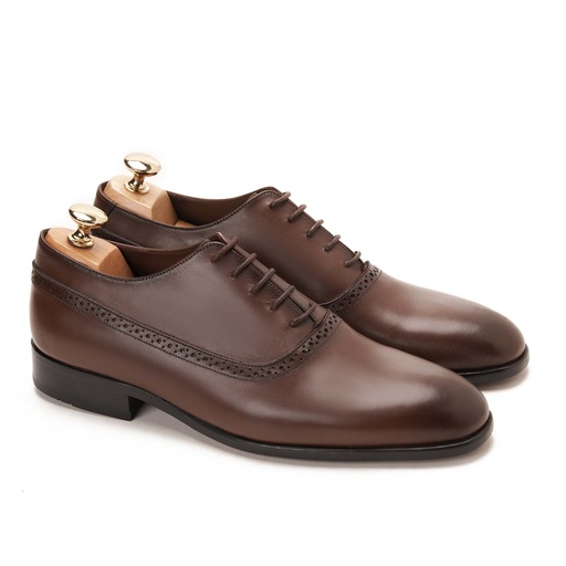 [3OP6-11B-Genuine Brown] Classic Oxford Plain Genuine Brown