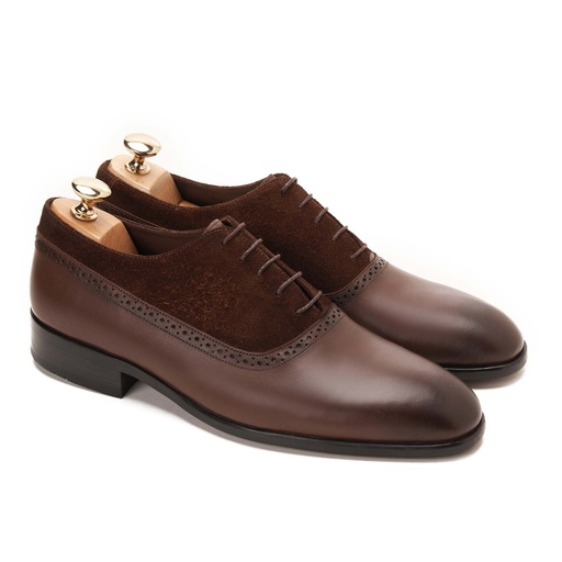 [3OP6-131B-Genuine Brown] Classic Oxford Plain Genuine Brown With Suede