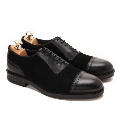 [OCB5-132-Black] Mars Cap Toe brogue Black Oxford with suede