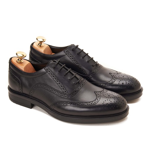 [OBR1-152-Black] Oxford Brogue Black With Grain