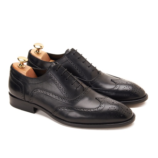 [2OBR1-11-Black] Oxford Brogue Wingtip Black