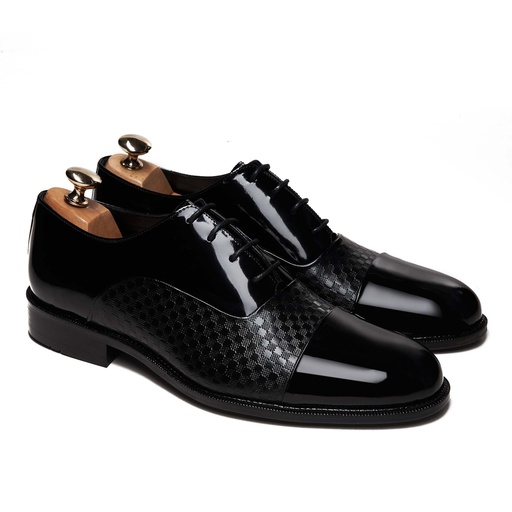 [OG1-291-Black] Oxford Cap Glossy Black With Chess
