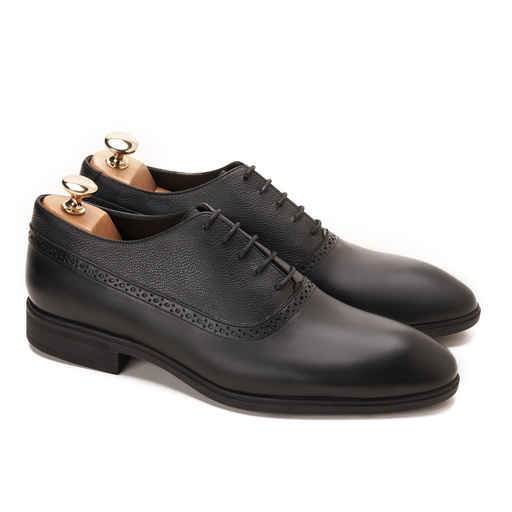 [OP6-152-Black] Oxford Plain Toe Black with grain