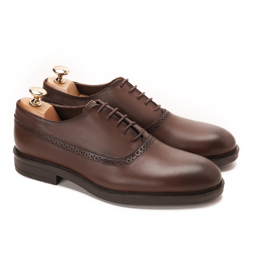 [OP6-12-Genuine Brown] Oxford Plain Toe Genuine Brown