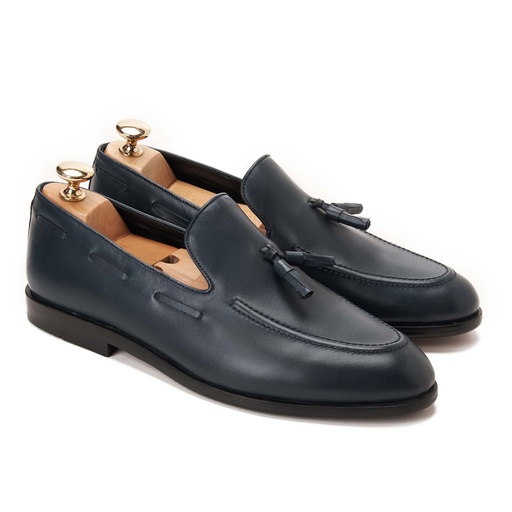 [5LKBL23-13-Navy] Classic Tassels Loafer Navy