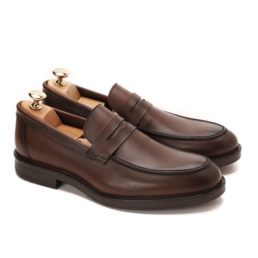 [LCOL1-12-Genuine Brown] Penny Loafer College Genuine Brown