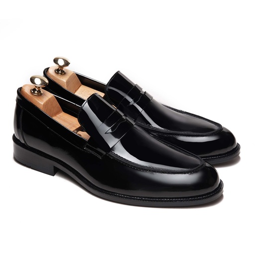 [LCOL1-21-Black] Penny Loafer College Glossy Black